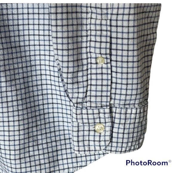 Chaps Mens Long Sleeve Button Down Blue/Black/White Plaid Medium - Picture 4 of 7